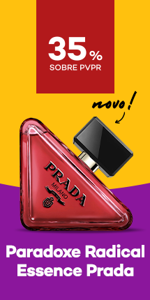 Novo perfumeParadoxe Radical Essence Parfum da marca Prada com destaque promocional de 35% sobre preço de Venda ao Público Recomendado